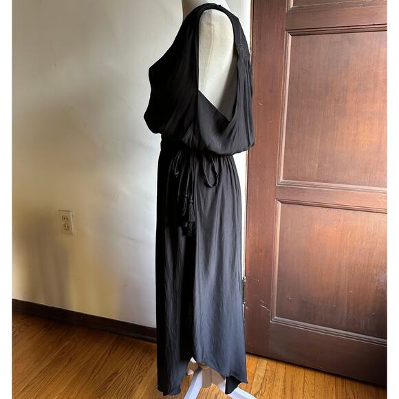 RAMY BROOK | Black Hailey Dress Curved Hem Midi Cocktail Dress | Size Large - Picture 6 of 10